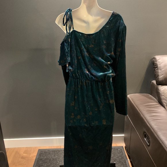 Zara Velvet One Shoulder Midi Dress - Picture 2 of 3